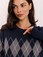 Marzia - Maglia Casual da Donna a Maniche Lunghe con Motivo