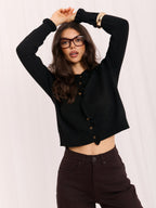 Megan - Cardigan a Tinta Unita con Balze sulle Maniche