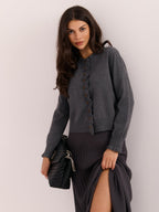Megan - Cardigan a Tinta Unita con Balze sulle Maniche