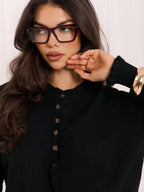 Taglia unica / Nero Megan - Cardigan a Tinta Unita