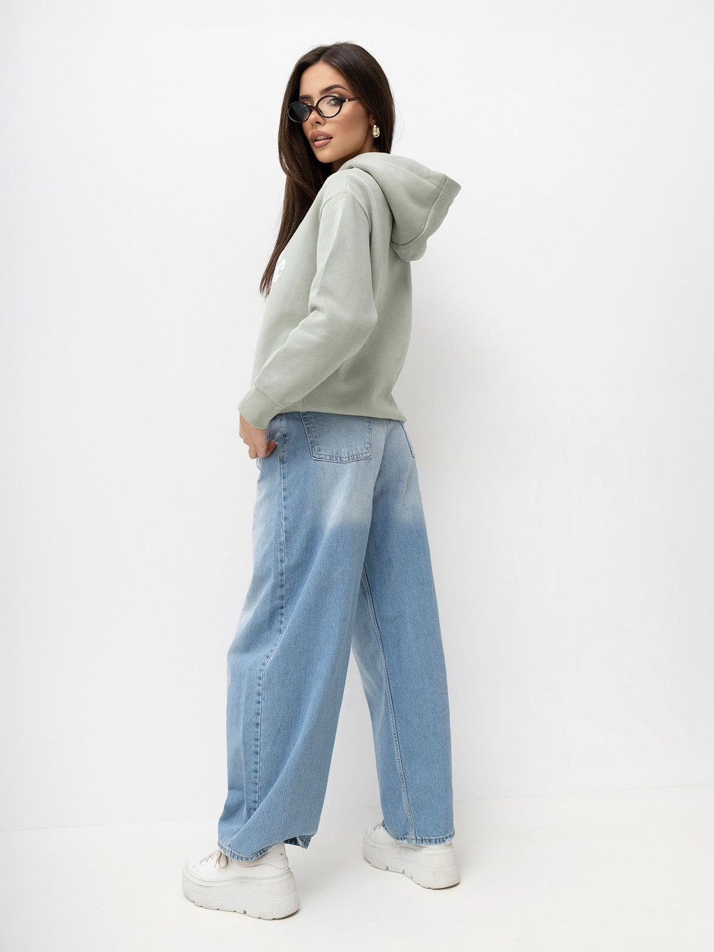 Miriam - Felpa Oversize Grigio Chiaro con Cappuccio