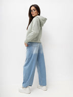 Miriam - Felpa Oversize Grigio Chiaro con Cappuccio