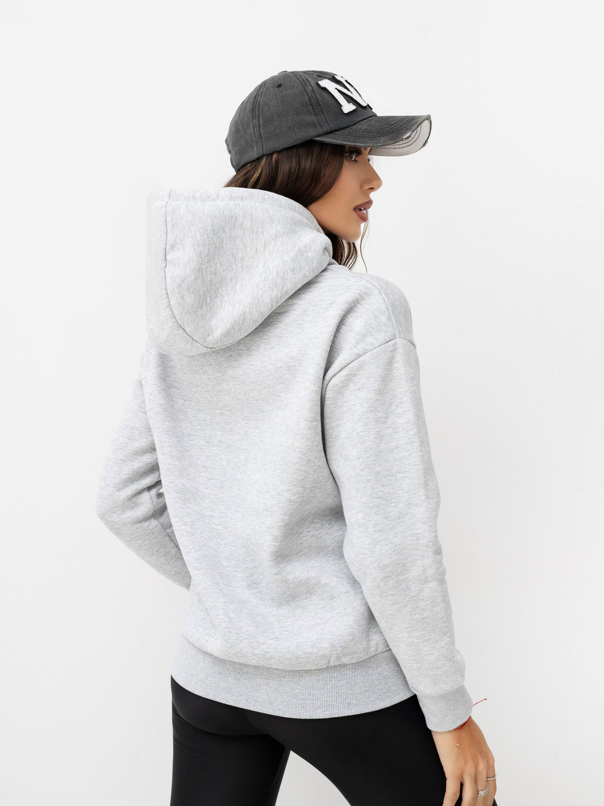 Miriam - Felpa Oversize Grigio Chiaro con Cappuccio