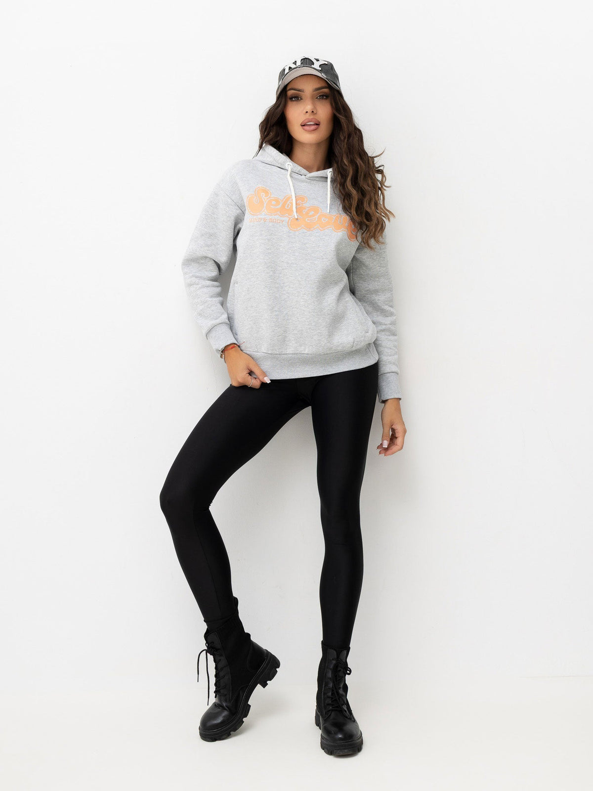 Miriam - Felpa Oversize Grigio Chiaro con Cappuccio