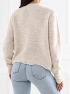 NORA - Cardigan Elegante con Scollo Tondo e Bottoni