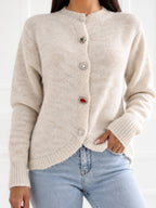 NORA - Cardigan Elegante con Scollo Tondo e Bottoni