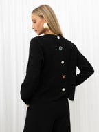 NORA - Cardigan Elegante con Scollo Tondo e Bottoni