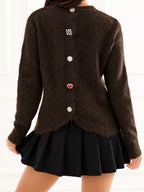 NORA - Cardigan Elegante con Scollo Tondo e Bottoni