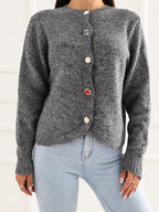 NORA - Cardigan Elegante con Scollo Tondo e Bottoni