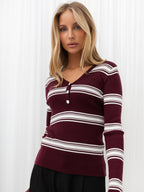 Nori - Maglione Aderente da Donna in Viscosa a Coste Righe