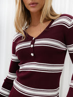 Nori - Maglione Aderente da Donna in Viscosa a Coste Righe