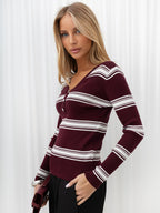 Nori - Maglione Aderente da Donna in Viscosa a Coste Righe