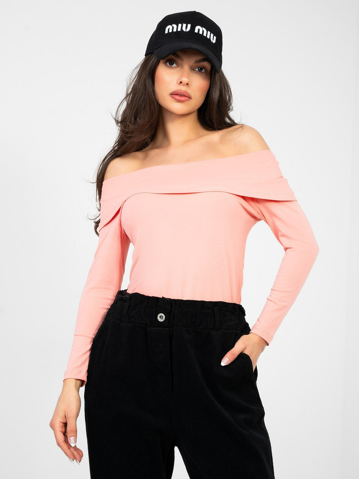 Blusa Fitted con Scollo Off-the-Shoulder in Cotone (Oriana)