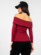 Blusa Fitted con Scollo Off-the-Shoulder in Cotone (Oriana)