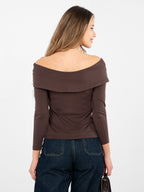 Blusa Fitted con Scollo Off-the-Shoulder in Cotone (Oriana)