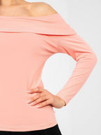 Blusa Fitted con Scollo Off-the-Shoulder in Cotone (Oriana)