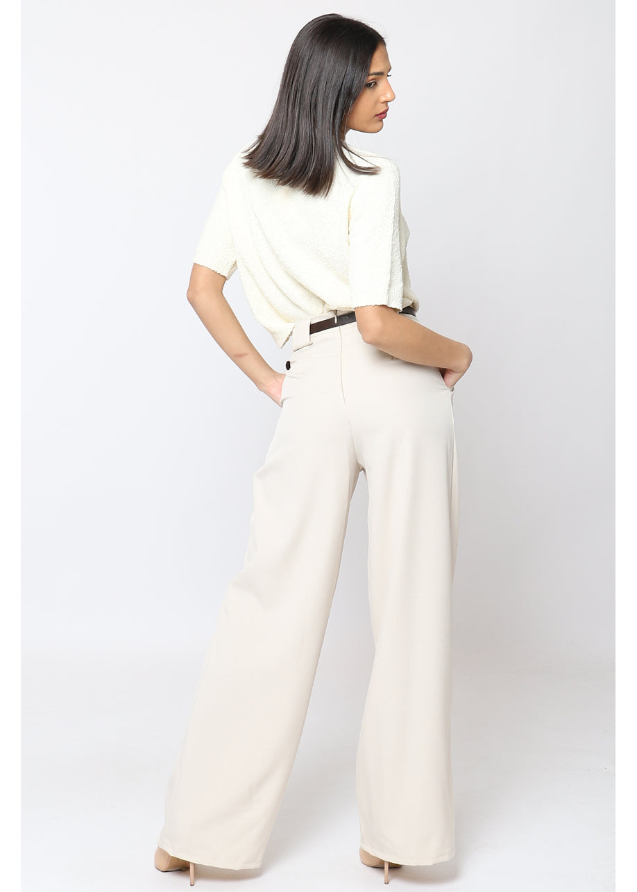 Wide trousers with belt