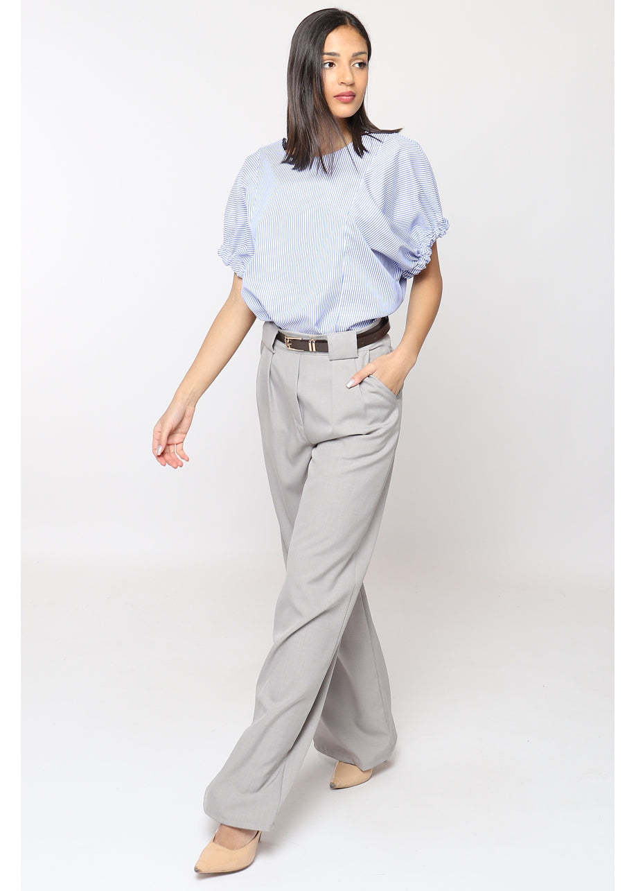 Wide trousers with belt