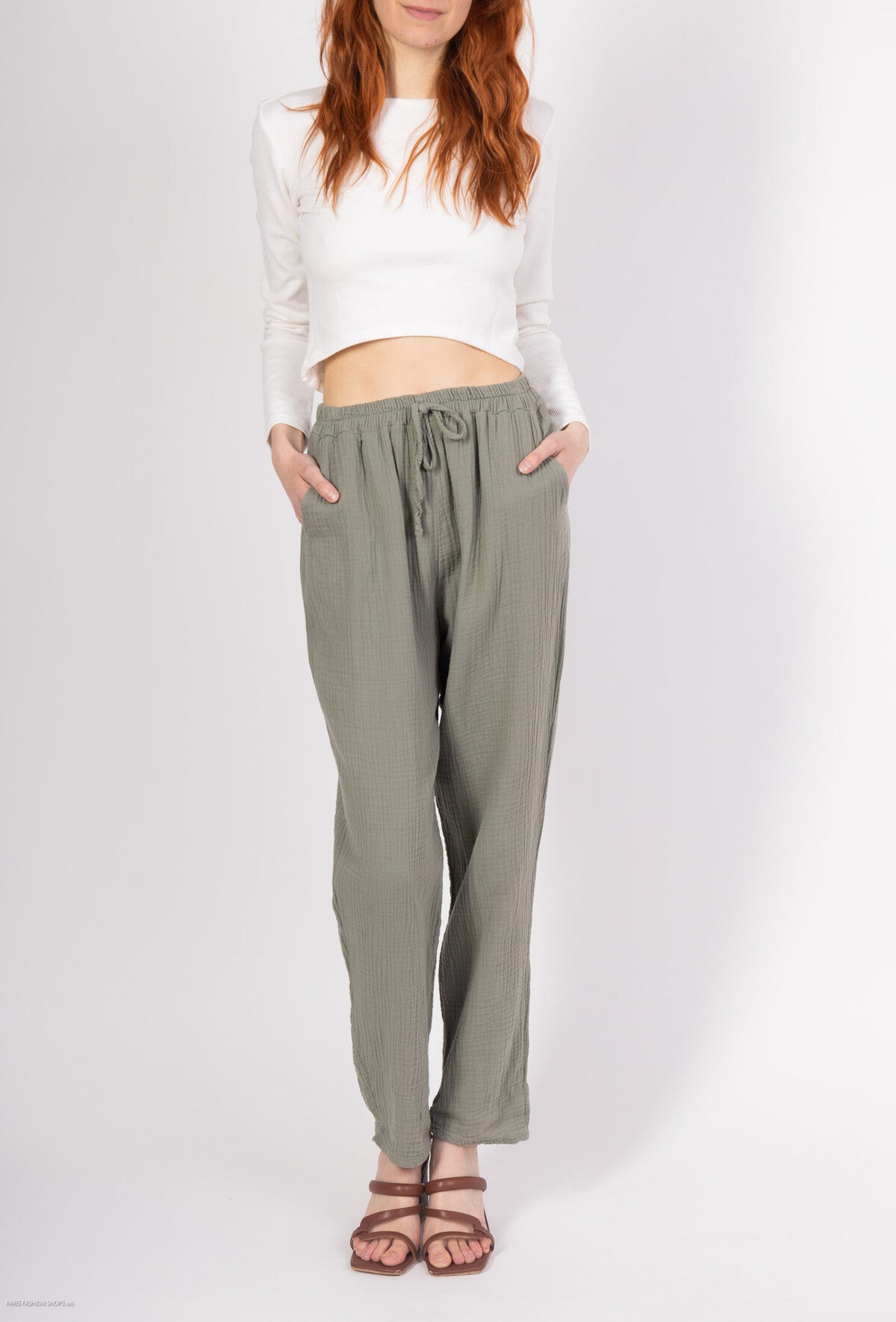 Pantaloni in garza di cotone