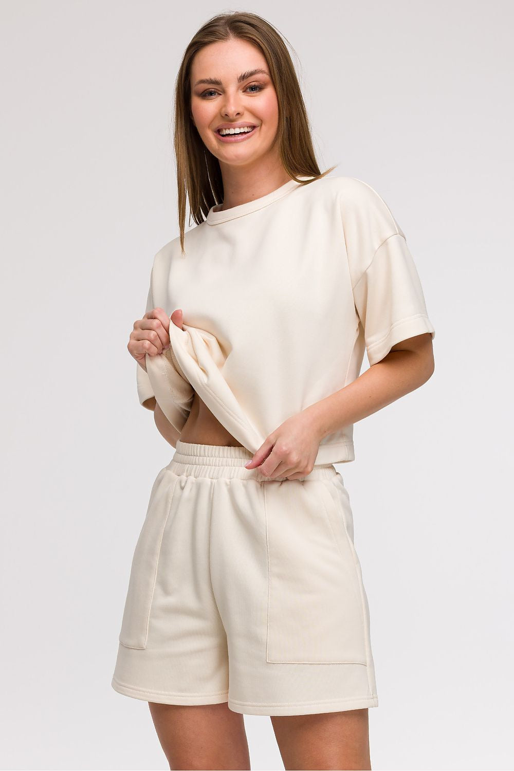 Beige 2 / S Pantaloncini in felpa da donna - LEISURE
