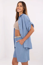 Pantaloncini in lino e viscosa - 214048