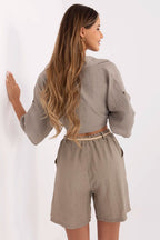 Pantaloncini in lino e viscosa - 214048