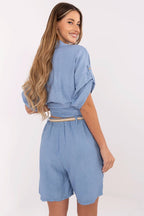 Pantaloncini in lino e viscosa - 214048