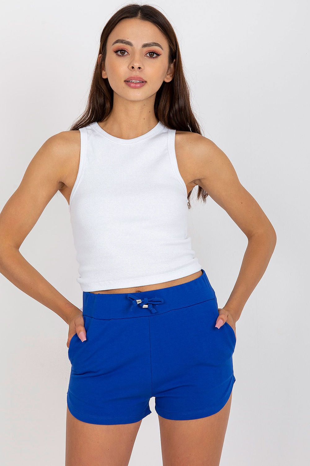 Azzurro / S Pantaloncini a vita alta con coulisse