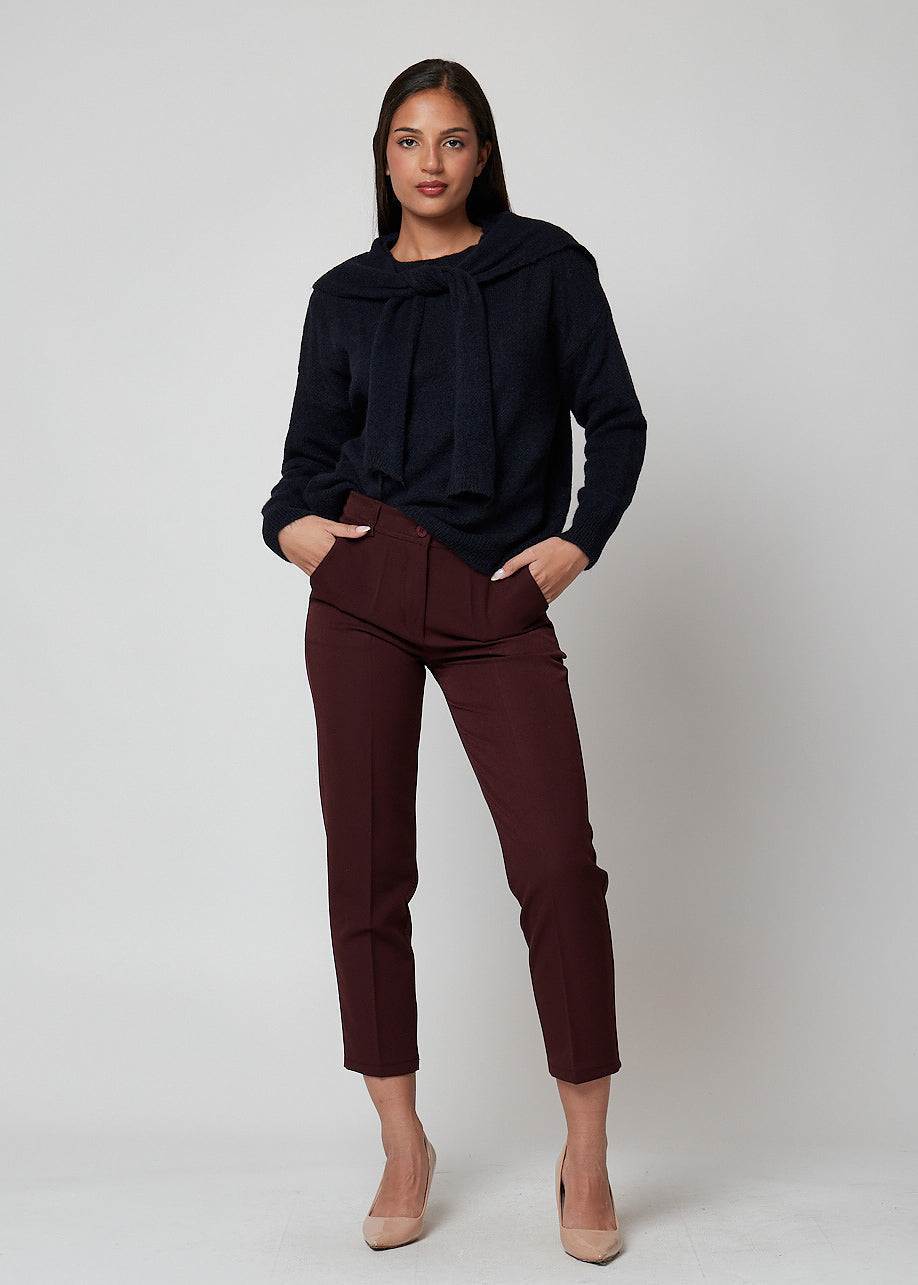 Bordeaux / S Pantaloni basic da donna - 223024