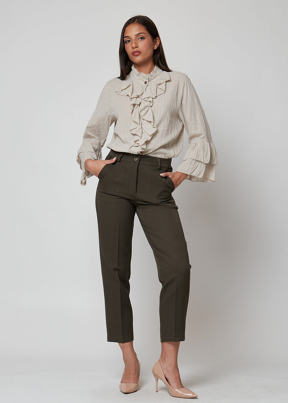 Verde Militare / S Pantaloni basic da donna - 223024