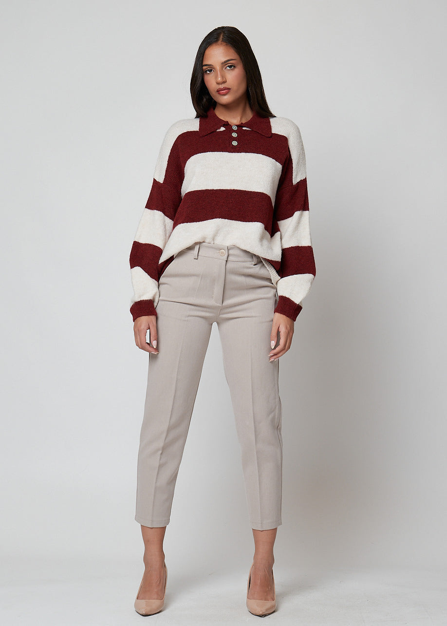 Beige 2 / S Pantaloni basic da donna - 223024