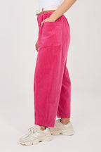 Pantaloni Carrot in Velluto a Coste con Cintura – Made