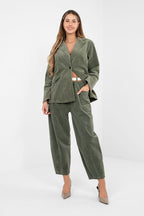 Pantaloni Carrot in Velluto a Coste con Cintura – Made