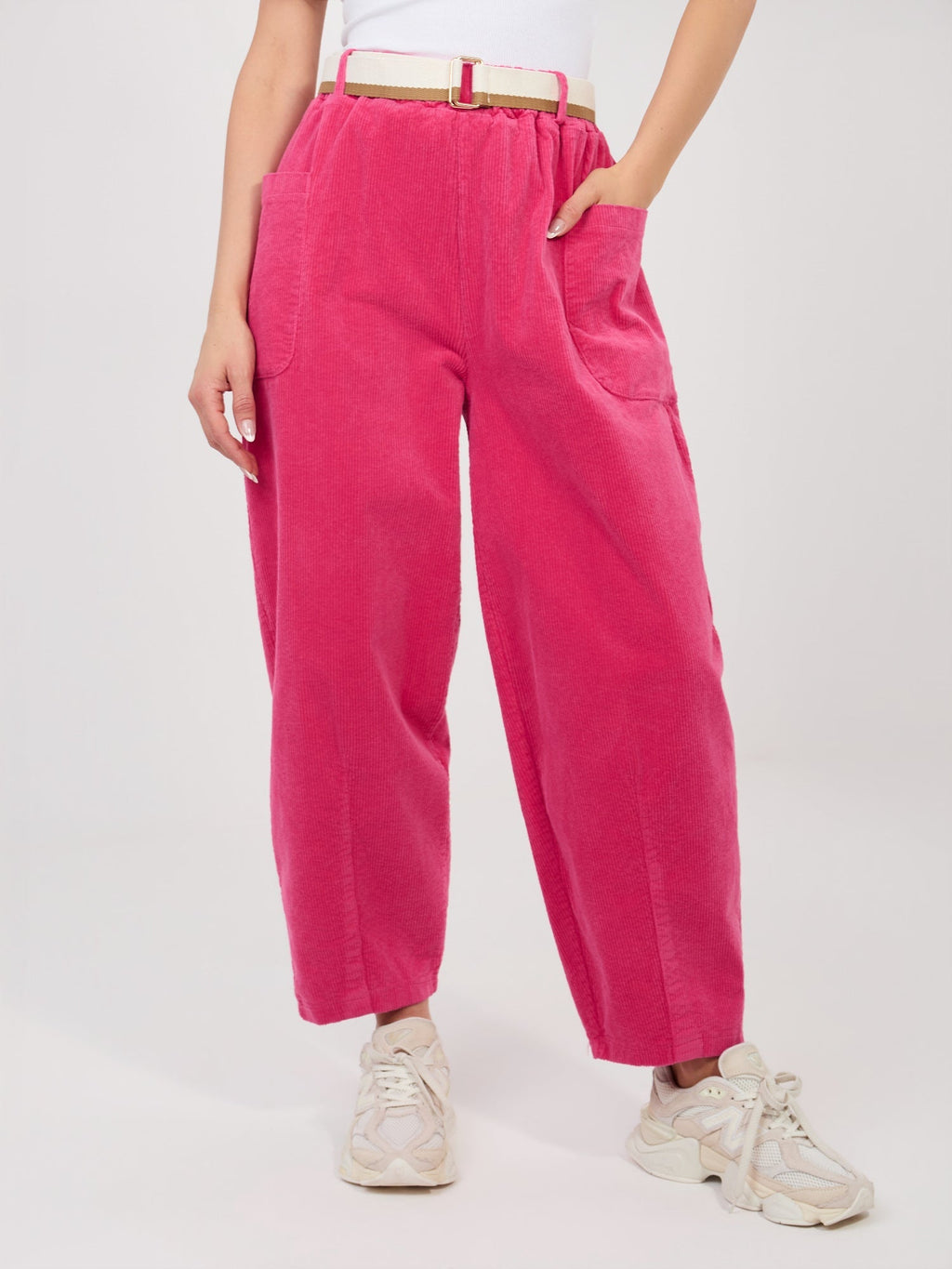 magenta / ONE SIZE Pantaloni Carrot in Velluto a Coste