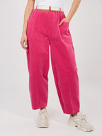 magenta / ONE SIZE Pantaloni Carrot in Velluto a Coste