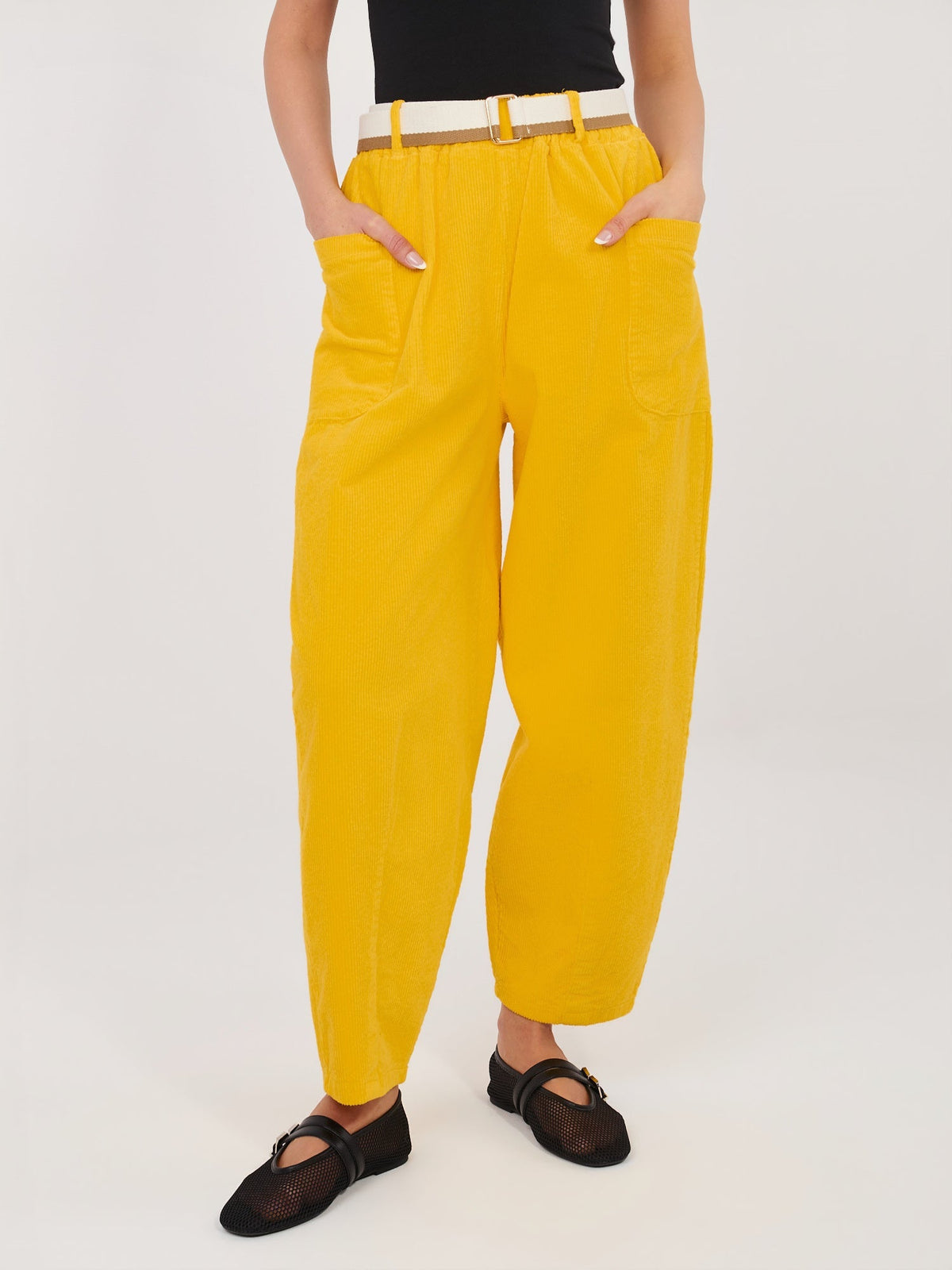 Giallo / ONE SIZE Pantaloni Carrot in Velluto a Coste