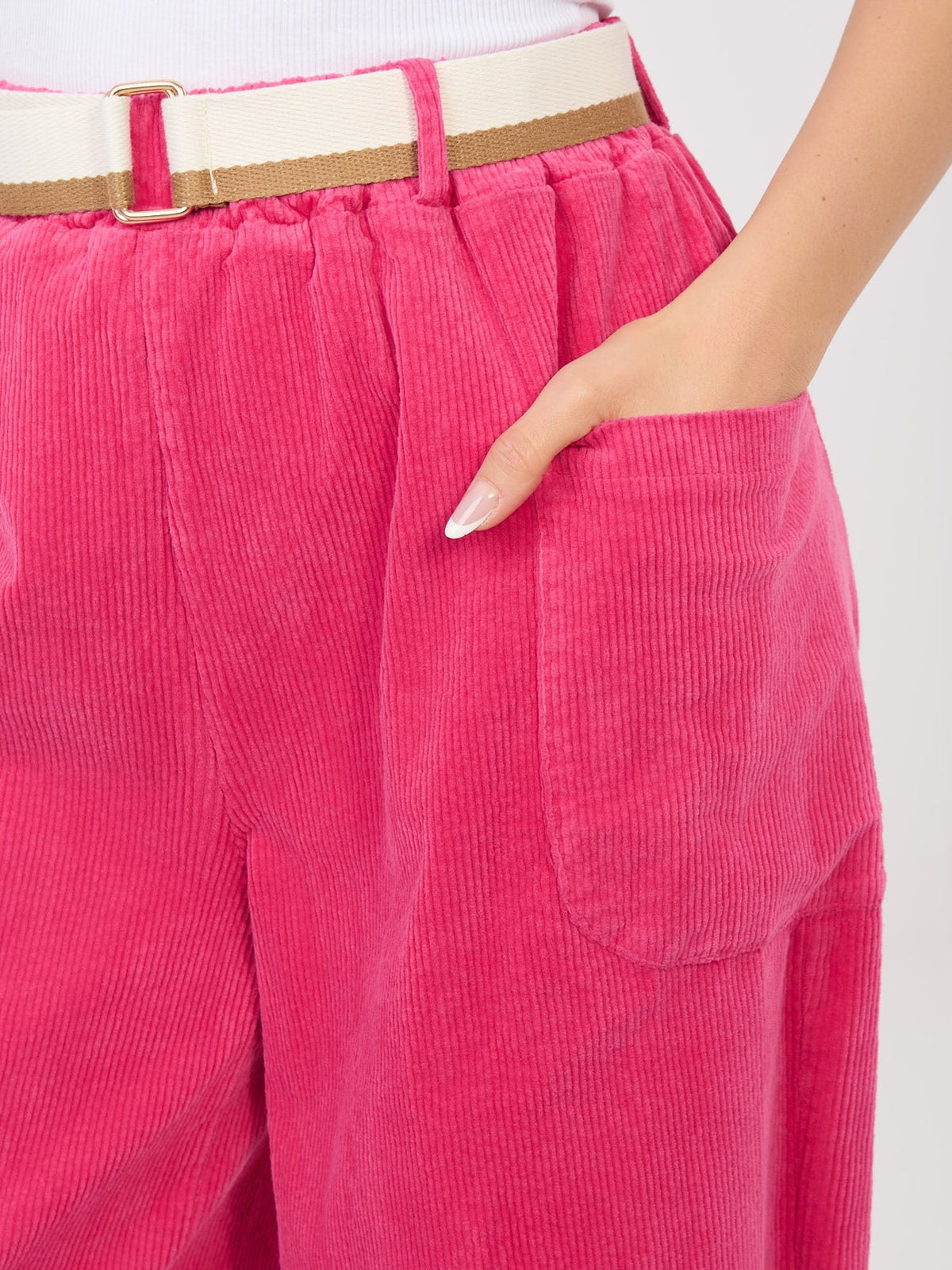 Pantaloni Carrot in Velluto a Coste con Cintura – Made
