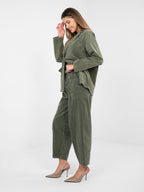 Pantaloni Carrot in Velluto a Coste con Cintura – Made