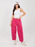 Pantaloni Carrot in Velluto a Coste con Cintura – Made