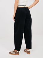 Pantaloni Carrot in Velluto a Coste con Cintura – Made