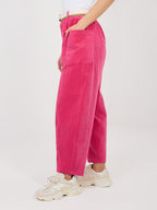 Pantaloni Carrot in Velluto a Coste con Cintura – Made