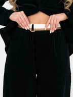 Pantaloni Carrot in Velluto a Coste con Cintura – Made