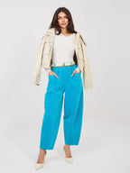 Pantaloni Carrot in Velluto a Coste con Cintura – Made