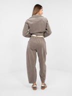 Pantaloni Carrot in Velluto a Coste con Cintura – Made