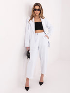 Bianco / ONE SIZE Pantaloni Carrot in Velluto a Coste Vita