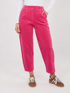 magenta / ONE SIZE Pantaloni Carrot in Velluto a Coste Vita