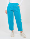 Blu / ONE SIZE Pantaloni Carrot in Velluto a Coste Vita