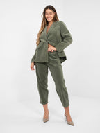 Pantaloni Carrot in Velluto a Coste Vita Alta (Bianca)