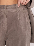 Pantaloni Carrot in Velluto a Coste Vita Alta (Bianca)