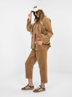 Pantaloni Carrot in Velluto a Coste Vita Alta (Bianca)